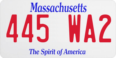 MA license plate 445WA2