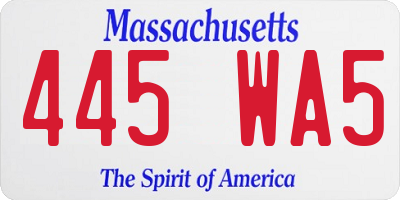 MA license plate 445WA5
