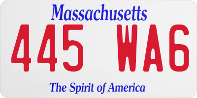 MA license plate 445WA6