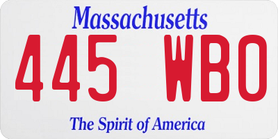 MA license plate 445WB0
