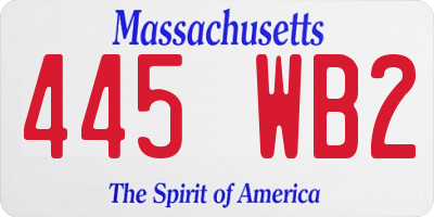 MA license plate 445WB2