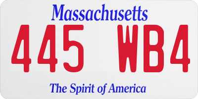 MA license plate 445WB4