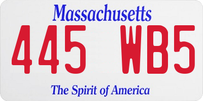 MA license plate 445WB5