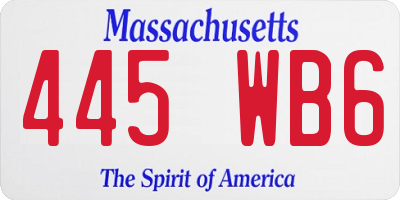MA license plate 445WB6