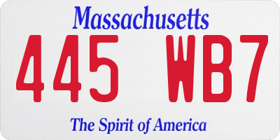 MA license plate 445WB7