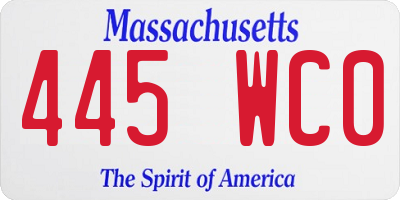 MA license plate 445WC0