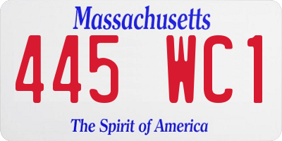 MA license plate 445WC1