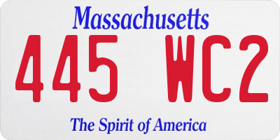 MA license plate 445WC2