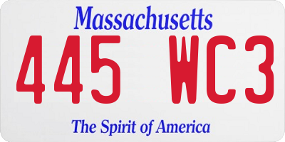MA license plate 445WC3