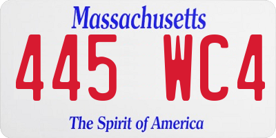 MA license plate 445WC4