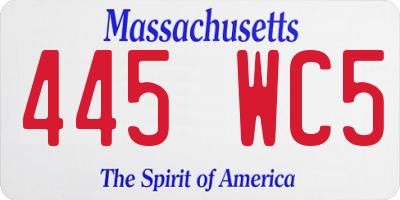 MA license plate 445WC5