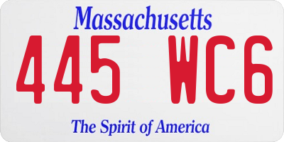 MA license plate 445WC6