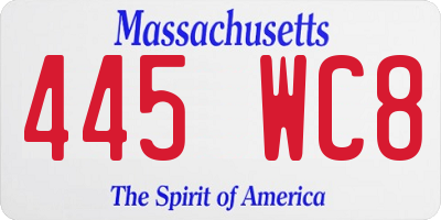 MA license plate 445WC8