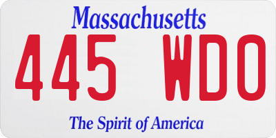 MA license plate 445WD0