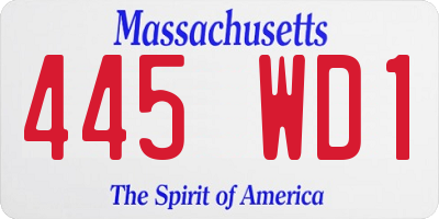 MA license plate 445WD1