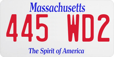 MA license plate 445WD2