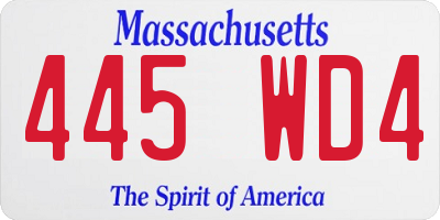 MA license plate 445WD4
