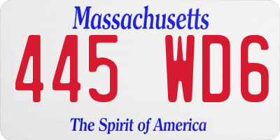 MA license plate 445WD6