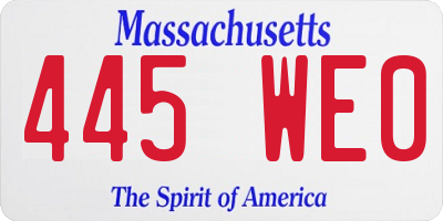MA license plate 445WE0