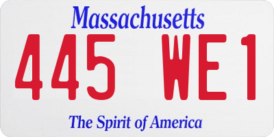MA license plate 445WE1