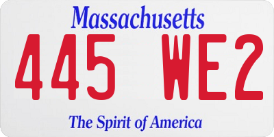 MA license plate 445WE2