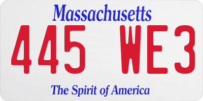 MA license plate 445WE3