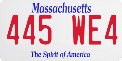 MA license plate 445WE4