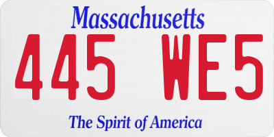 MA license plate 445WE5