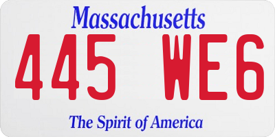 MA license plate 445WE6