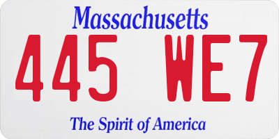MA license plate 445WE7