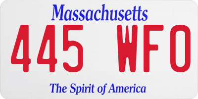 MA license plate 445WF0