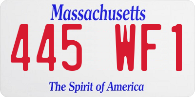 MA license plate 445WF1