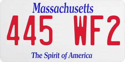 MA license plate 445WF2