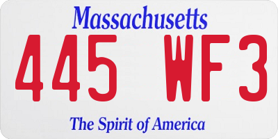 MA license plate 445WF3