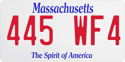 MA license plate 445WF4
