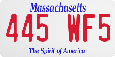 MA license plate 445WF5
