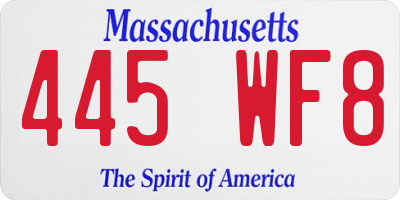 MA license plate 445WF8