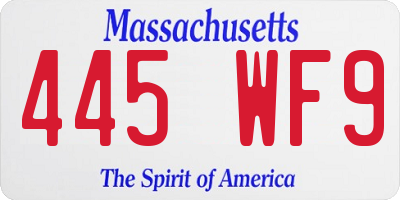 MA license plate 445WF9