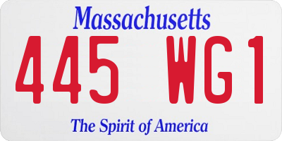 MA license plate 445WG1