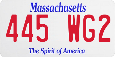 MA license plate 445WG2