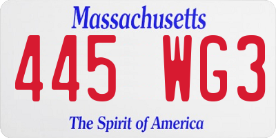 MA license plate 445WG3