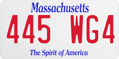 MA license plate 445WG4