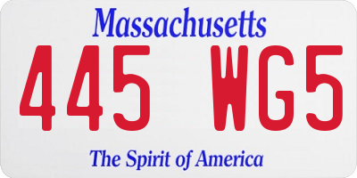 MA license plate 445WG5