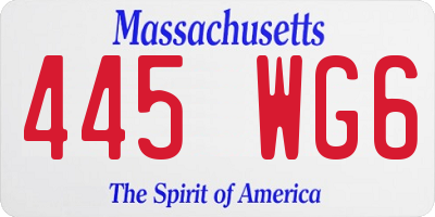 MA license plate 445WG6