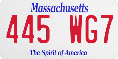 MA license plate 445WG7