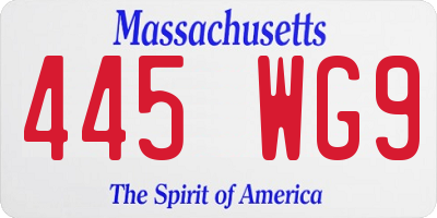 MA license plate 445WG9