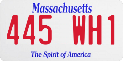MA license plate 445WH1