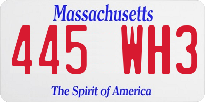 MA license plate 445WH3