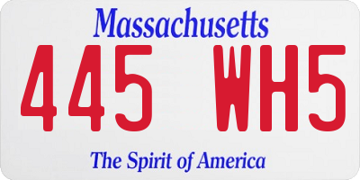 MA license plate 445WH5