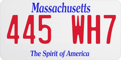 MA license plate 445WH7